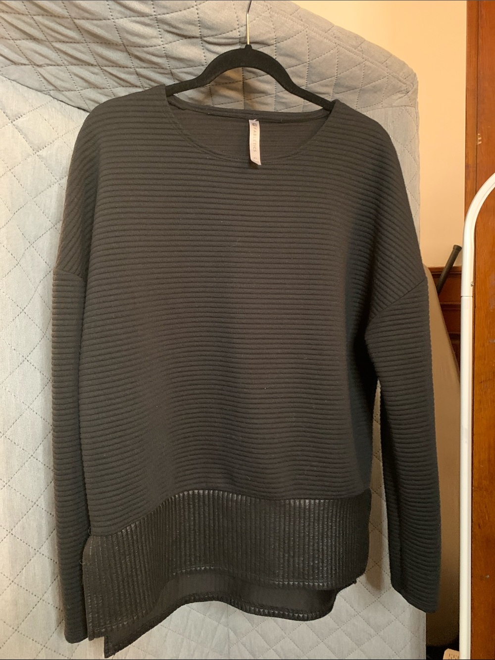 Fabletics Black Ribbed Crewneck Sweater